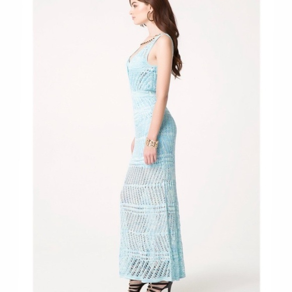 Bebe Elegant Blue Lace Maxi Dress